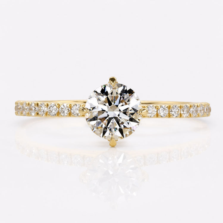 Round Brilliant Cut Lab-Grown Diamond Hidden Halo Tapered Pavé Band Ring 0.5 - 2 CT