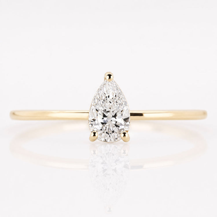 Pear Cut Lab-Grown Diamond Minimalist Solitaire Ring 0.2 - 2 CT