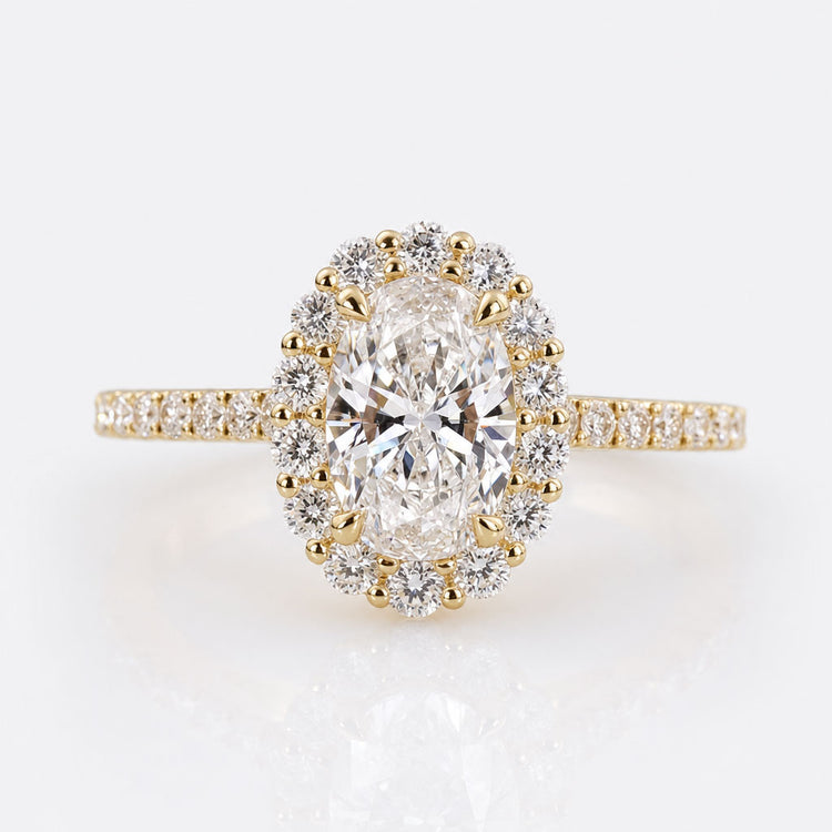 Oval Cut Lab-Grown Diamond Halo Pavé Ring 0.8 - 2 CT