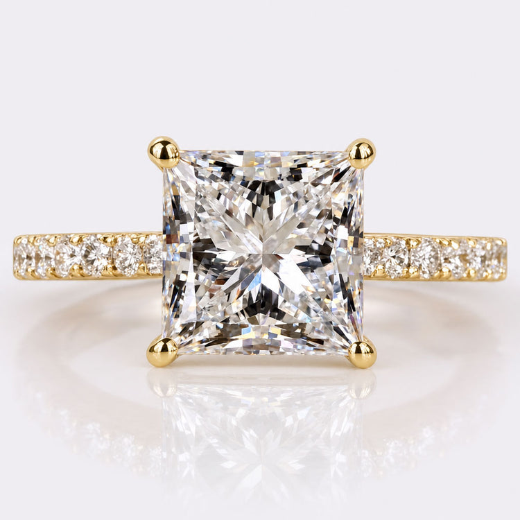 Princess Cut Lab-Grown Diamond Pavé 3 CT Ring