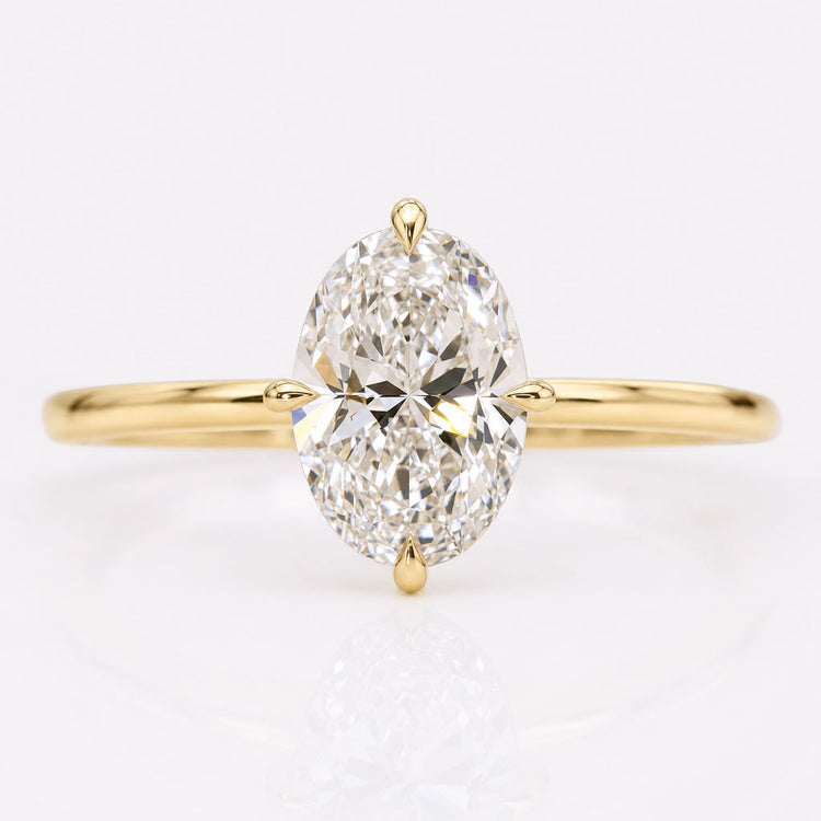 Oval Cut Lab-Grown Diamond Compass Prong Solitaire Ring 1 – 2 CT