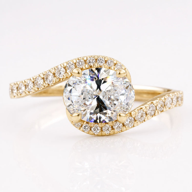 Oval Lab-Grown Diamond East to West Bypass Pavé Ring 0.5 - 1.5 CT