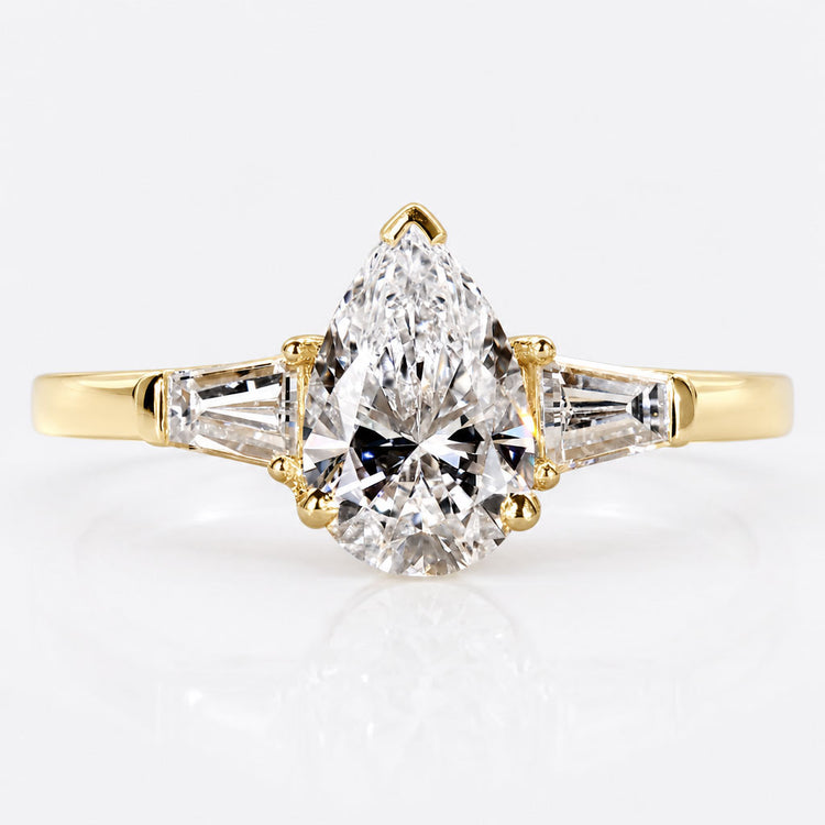 Pear Lab-Grown Diamond Three Stones Ring 1 - 2 CT