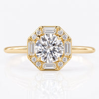 Round Lab-Grown Diamond Side Stone Halo Ring 0.8 CT