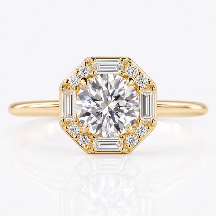 Round Lab-Grown Diamond Side Stone Halo Ring 0.8 CT
