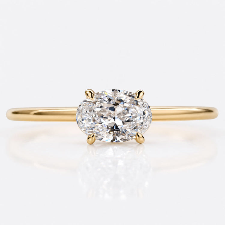 Petite Oval Cut Lab-Grown Diamond East-West Solitaire Ring 0.5 – 2 CT