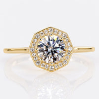 Round Lab-Grown Diamond Octagonal Halo Pavé Ring 0.5 - 2 CT