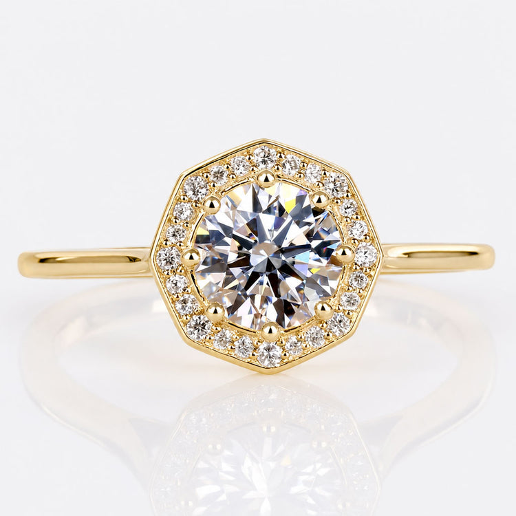 Round Lab-Grown Diamond Octagonal Halo Pavé Ring 0.5 - 2 CT