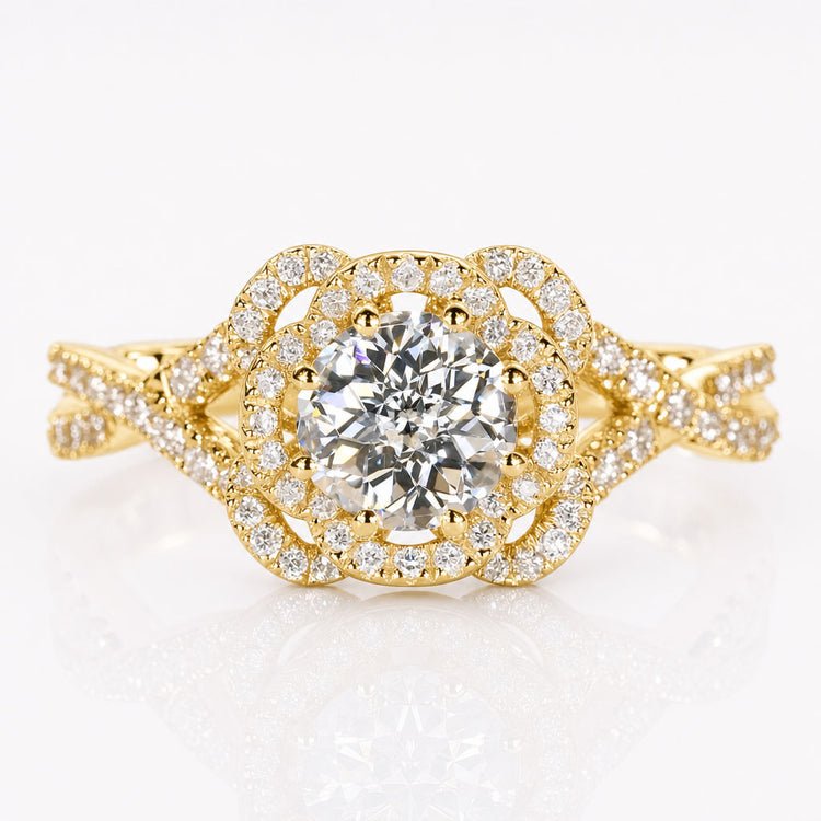 Jubilee Cut Lab-Grown Diamond Antique Flower Style Ring 1 CT
