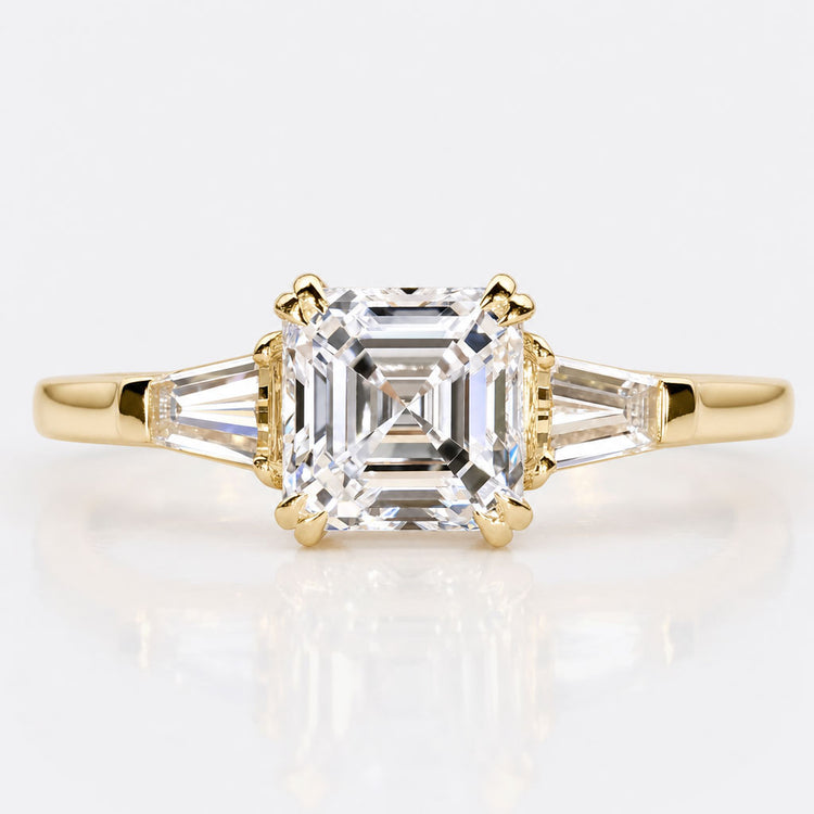 Asscher Cut Lab-Grown Diamond Tapered Baguette Side Stones Ring 1 - 3 CT