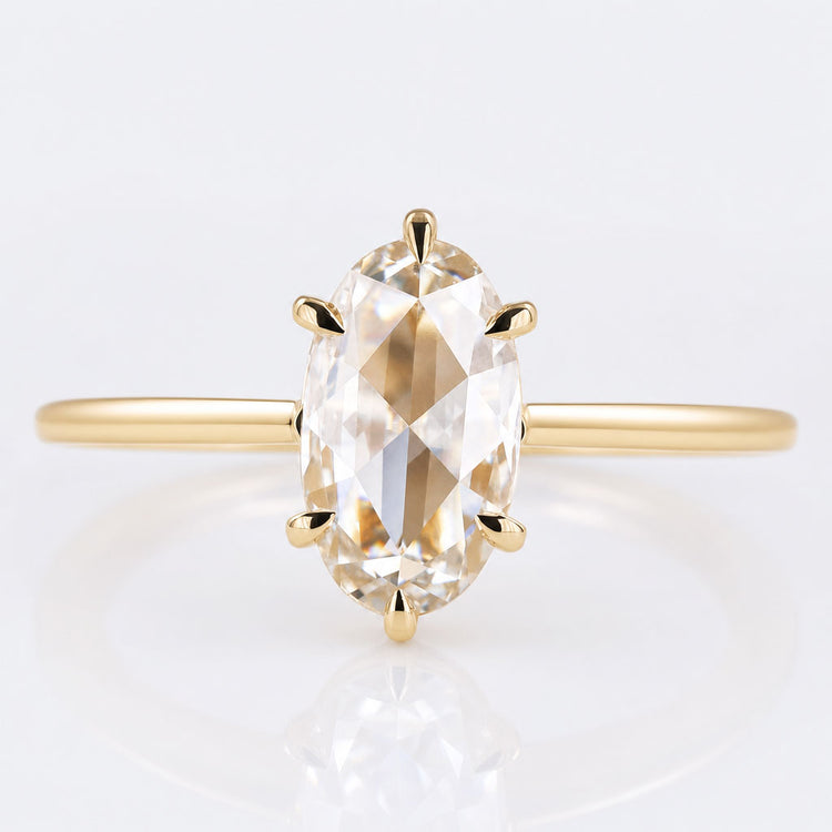 Moval Rose Cut Lab-Grown Diamond Solitaire Ring 1 CT