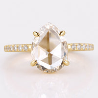 Pear Rose Cut Lab-Grown Diamond Pavé Ring 1.2 CT