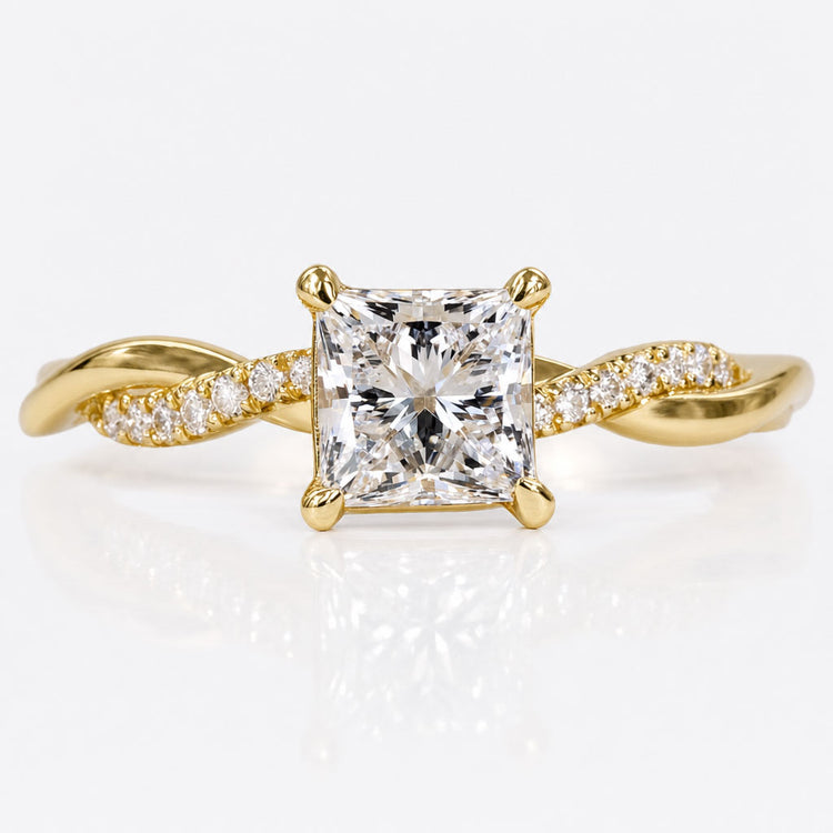 Princess Cut Lab-Grown Diamond Twisted Shank Ring 1 - 3 CT