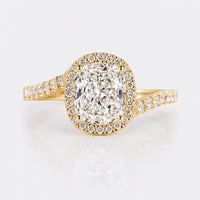 Elongated Cushion Cut Lab-Grown Diamond Halo Pavé Ring 1 - 2 CT