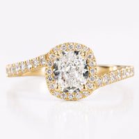 Elongated Cushion Cut Lab-Grown Diamond Halo Pavé Ring 1 - 2 CT
