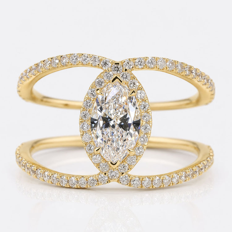 Marquise Cut Lab-Grown Diamond Split Shank Pavé Ring 0.7 CT
