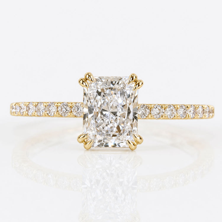 Radiant Cut Lab-Grown Diamond Hidden Halo Pavé Ring 1 - 2 CT