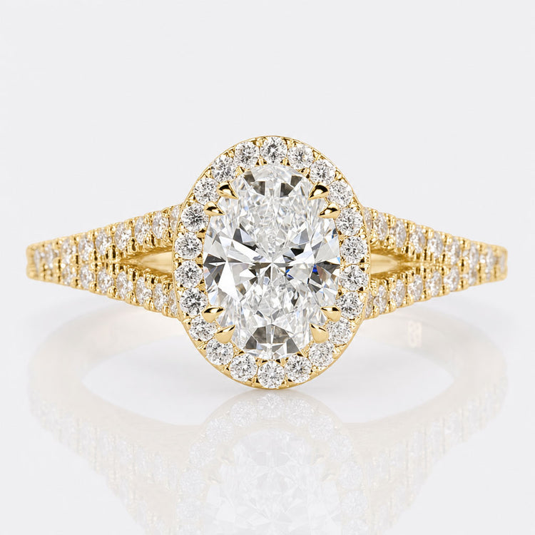 Oval Cut Lab-Grown Diamond Halo Pavé Ring 0.8 CT