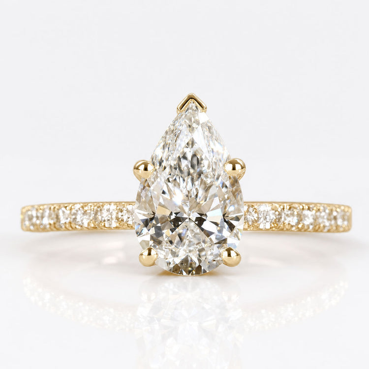 Pear Cut Lab-Grown Diamond Pavé Ring 0.5 - 2 CT