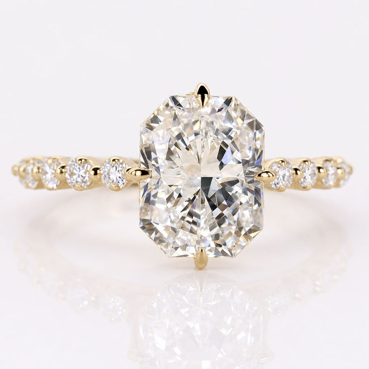 Radiant Cut Lab-Grown Diamond Pavé Hidden Halo Ring 2.7 CT