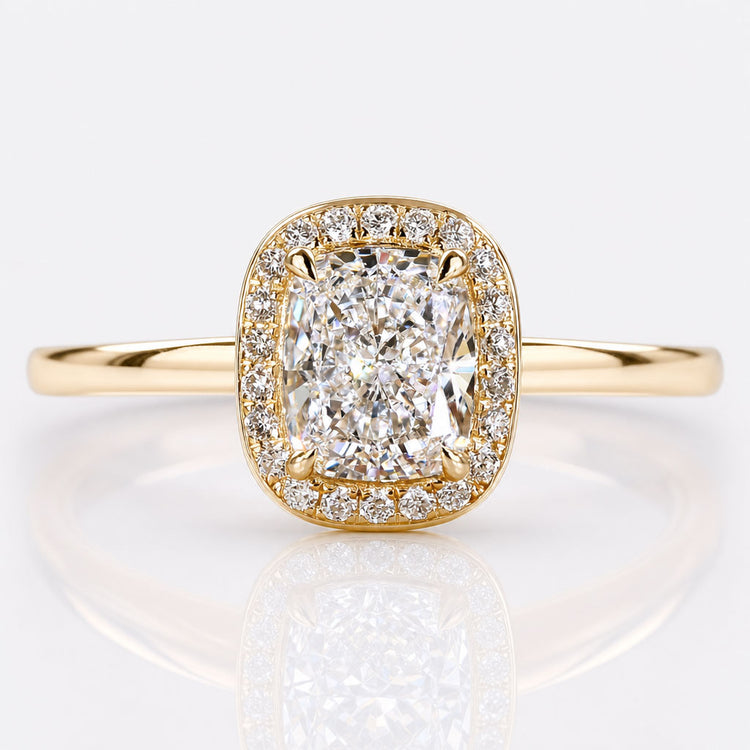 Elongated Cushion Cut Lab-Grown Diamond Halo Ring 1 - 2 CT