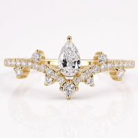 Pear Cut Lab-Grown Diamond Chevron Style Ring 0.1 CT