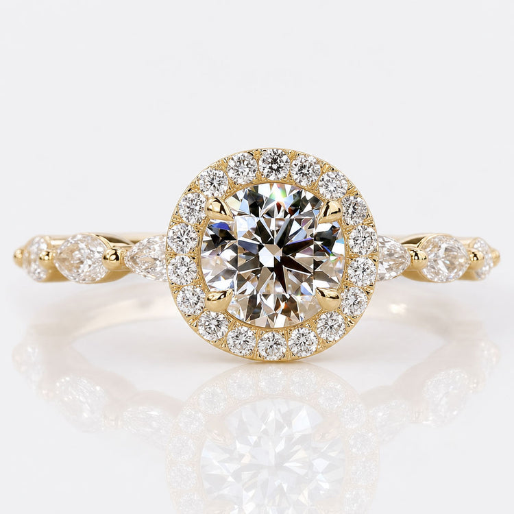 Round Lab-Grown Diamond Halo With Marquise Pavé Ring 0.8 - 2 CT