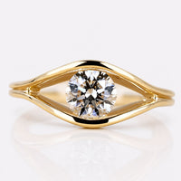 Round Lab-Grown Diamond Solitaire Eye Shape Ring 0.5 - 1 CT