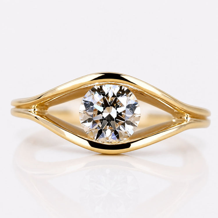Round Lab-Grown Diamond Solitaire Eye Shape Ring 0.5 - 1 CT