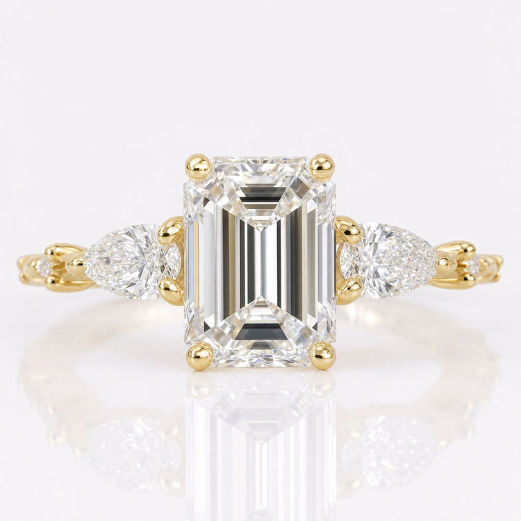 Emerald and Pear Cut Lab-Grown Diamond Ring 1 - 3 CT
