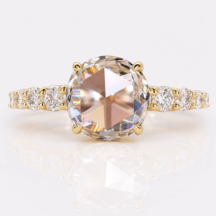 Rose Cut Lab-Grown Diamond Tapered Pavé Vintage Ring 1.3 CT