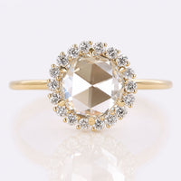 Round Rose Cut Lab-Grown Diamond Unique Halo Ring 1 CT