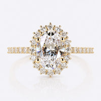 Oval Cut Lab-Grown Diamond Halo Pavé 1 - 2 CT Ring