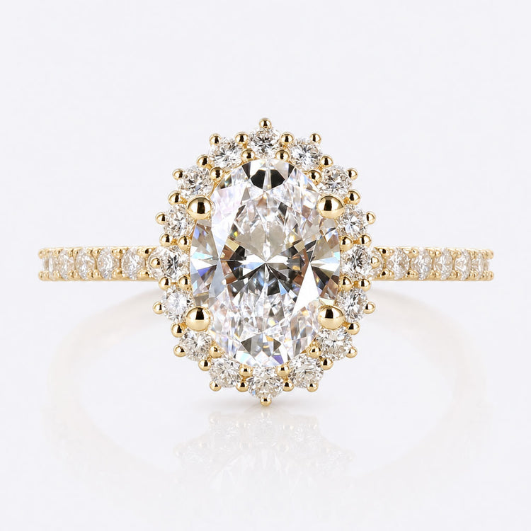 Oval Cut Lab-Grown Diamond Halo Pavé 1 - 2 CT Ring