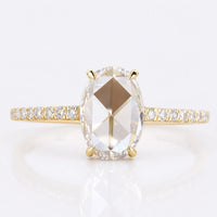 Flat Oval Rose Cut Lab-Grown Diamond Pave Ring 1 CT