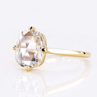Cushion Rose Cut Lab-Grown Diamond Compass Prong Setting Solitaire 1.3 CT Ring
