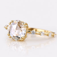 Round Rose Cut Lab-Grown Diamond Distance Pavé 1.1 CT Ring