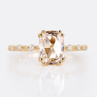 Cushion Rose Cut Lab-Grown Diamond Distance Pavé 1.4 CT Ring