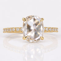 Cushion Rose Cut Lab-Grown Diamond Open Gallery Pavé 1.4 CT Ring