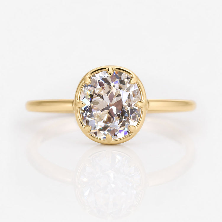 Cushion Old Mine Cut Lab-Grown Diamond Bezel Set 1.8 CT Ring