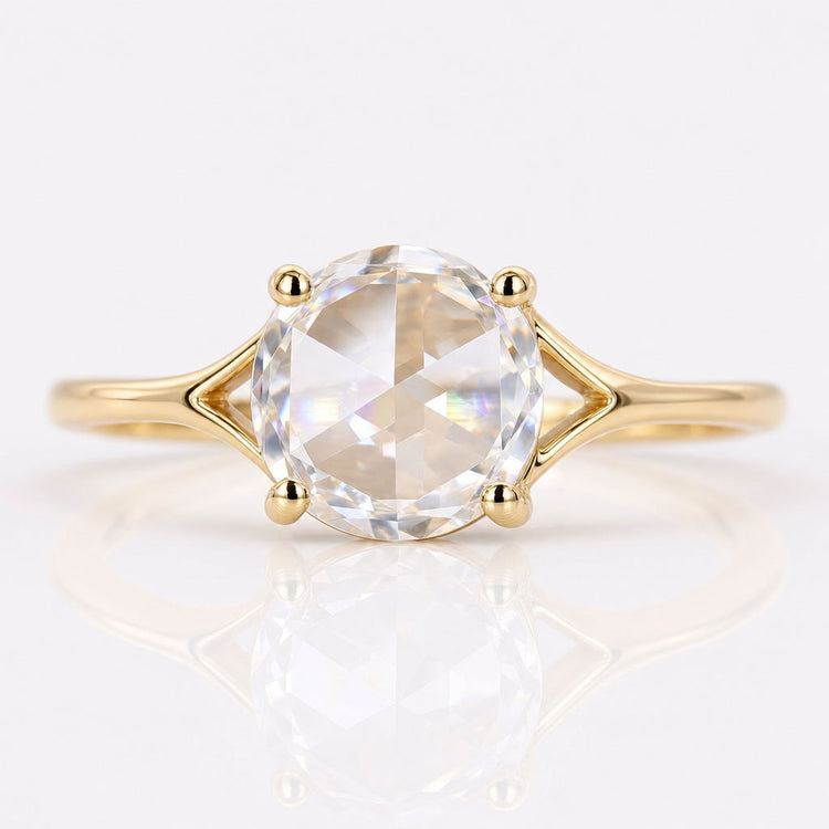 Round Rose Cut Lab-Grown Diamond Solitaire 1.4 CT Ring