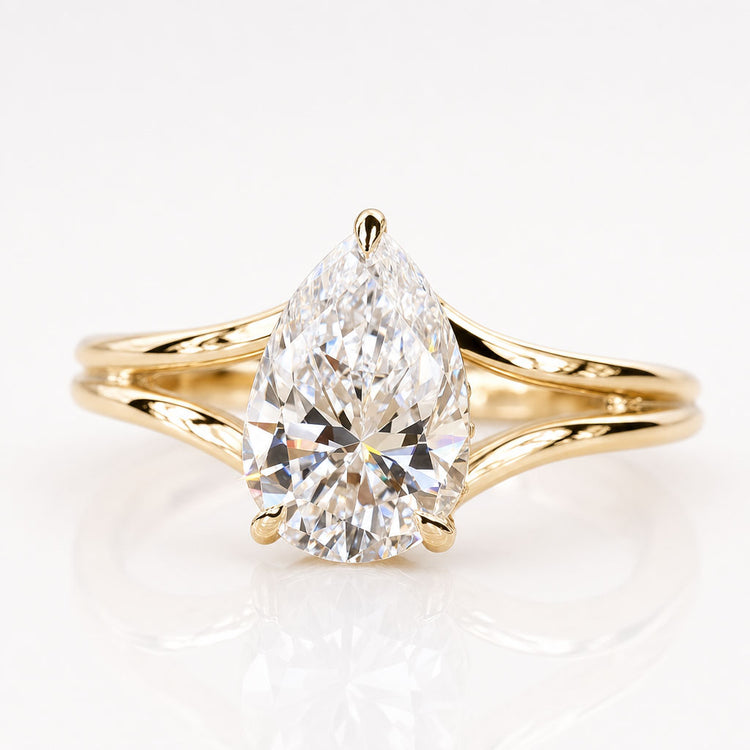 Pear Cut Lab-Grown Diamond Hidden Halo Split Shank Ring 1 - 2 CT