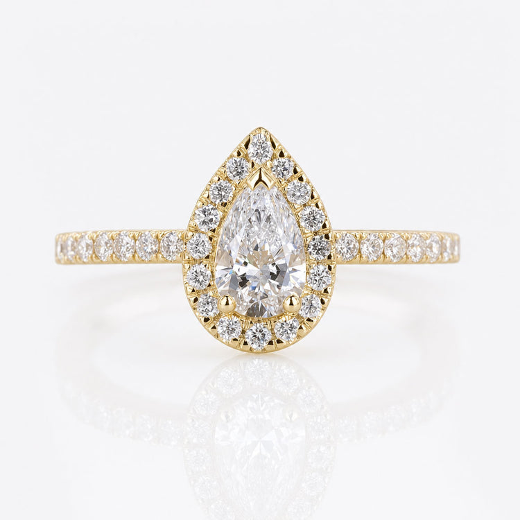 Pear Lab-Grown Diamond Halo Pavé Ring 0.5 – 2 CT