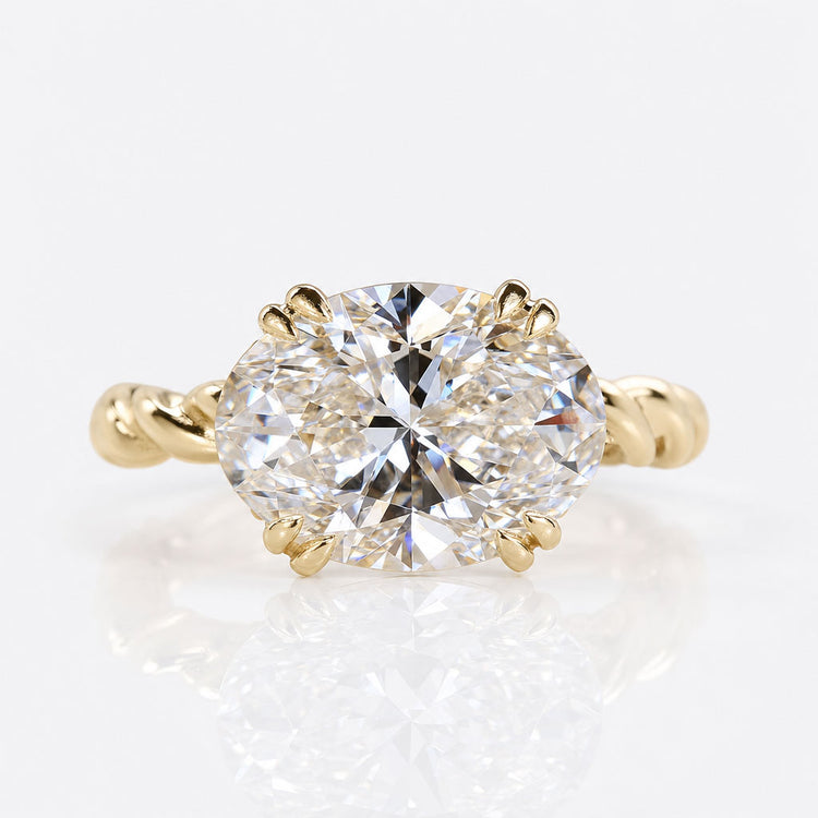 Oval Lab-Grown Diamond East-West Hidden Halo Twisted Shank Ring 1 – 4 CT