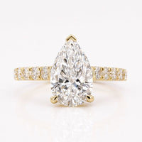 Pear Cut Lab-Grown Diamond Pavé Band Basket Setting Ring