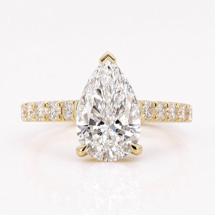 Pear Cut Lab-Grown Diamond Pavé Band Basket Setting Ring