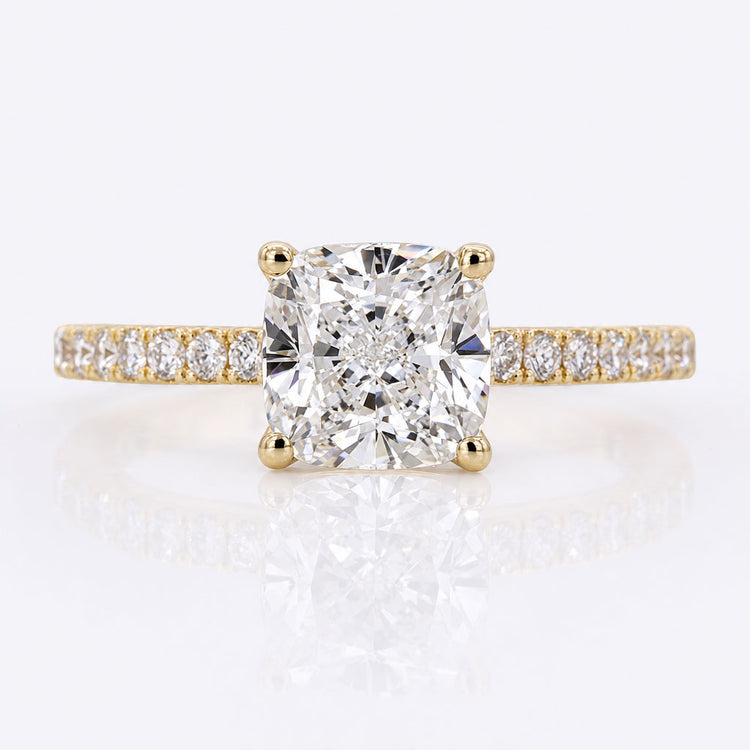 Cushion Cut Lab-Grown Diamond Pavé Band Engagement Ring 1 - 2 CT