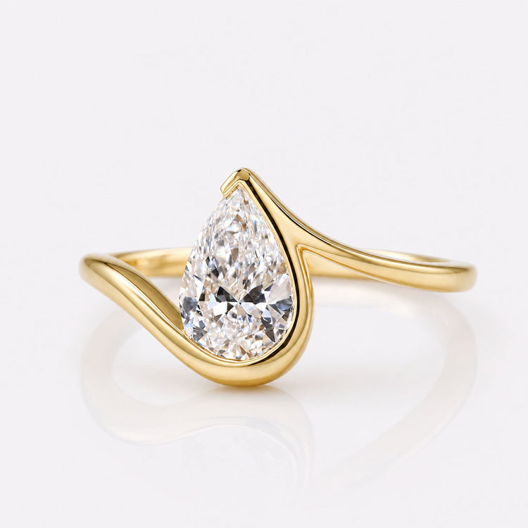Pear Lab-Grown Diamond Half Bezel Bypass Setting Ring 1 - 2 CT