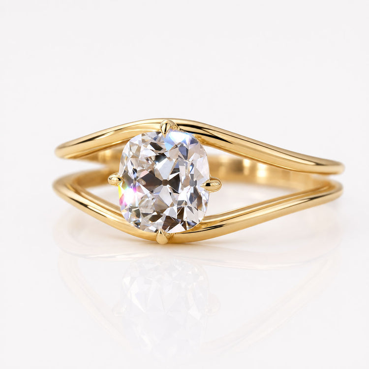 Cushion Old Mine Cut Lab-Grown Diamond Split Shank Ring