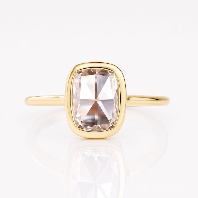 Cushion Rose Cut Lab-Grown Diamond Bezel Set Ring 1.75 CT
